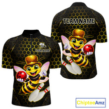 Load image into Gallery viewer, Custom Funny Bee Bowling Jersey for Men Bowling Team Shirts Bowling League Polo &amp; 1/4 Zip HNT188