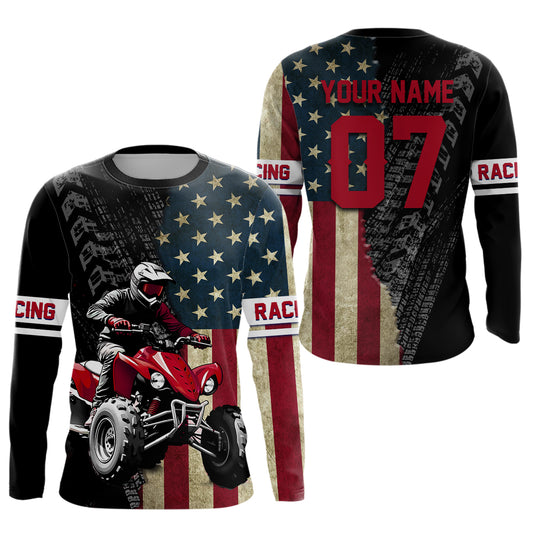 USA Flag Quad Bike Jersey For Adult&Kid Custom Atv Motocross Jersey Patriotic Off-Road Extreme Quad Shirt NHN005