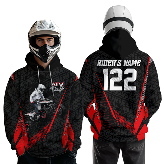 Red Atv Motocross Hoodie For Adult&Kid Upf30+ Pink Quad Bike Shirt Off-Road Atv Mx Racing NHN013