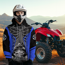 Load image into Gallery viewer, Personalized Blue Atv Racing Hoodie Custom Name &amp; Number Quad Bike Rider Motocross Shirt For Men Women  NHN002