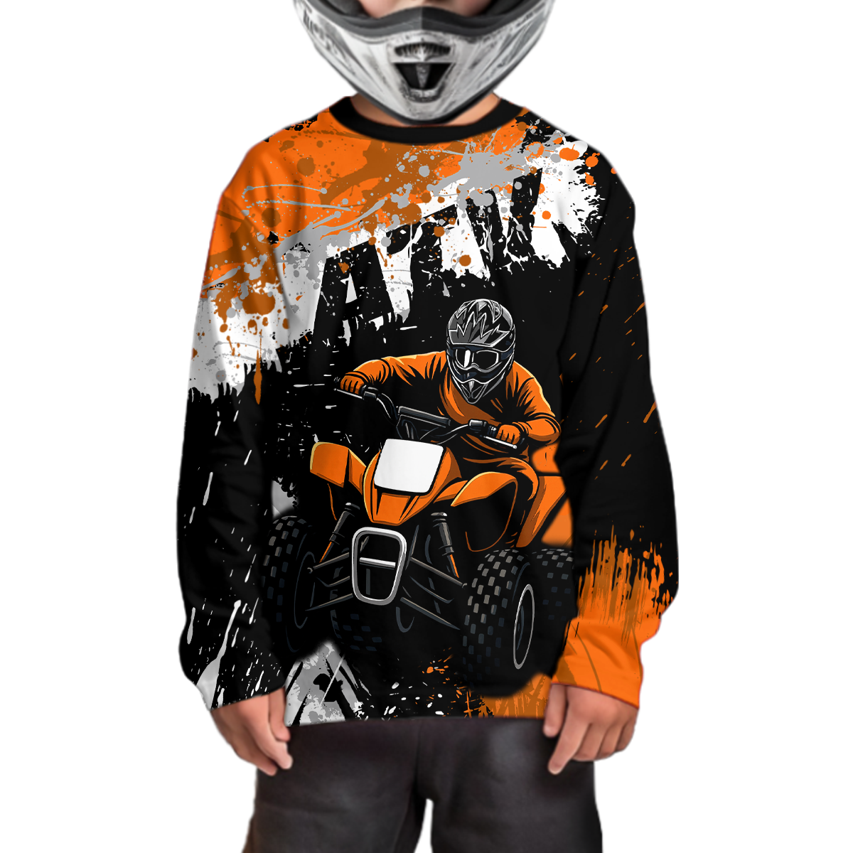 Orange ATV Motocross Jersey Personalized UPF30+ Adult&Kid Quad Bike Shirt Atv Mx Off-Road Dirt Bike NHN003