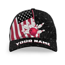 Load image into Gallery viewer, American Flag Bowling Hat Custom Name Bowling Cap for Team Patriotic Bowling Cap BDT435