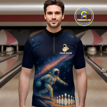 Load image into Gallery viewer, Astronaut Bowling Shirts for Women Men Team Bowling Jerseys Galaxy Bowl Polo 1/4 Zip MBL167