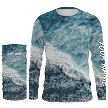 Load image into Gallery viewer, Custom Saltwater Fishing UV Protection Long sleeves, Sea Wave Camo Fishing Shirts TTN129