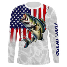 Load image into Gallery viewer, Bass Fishing American Flag Custom UV Protection Shirts, Bass Fishing Jerseys, Gift For Fisherman TTN124