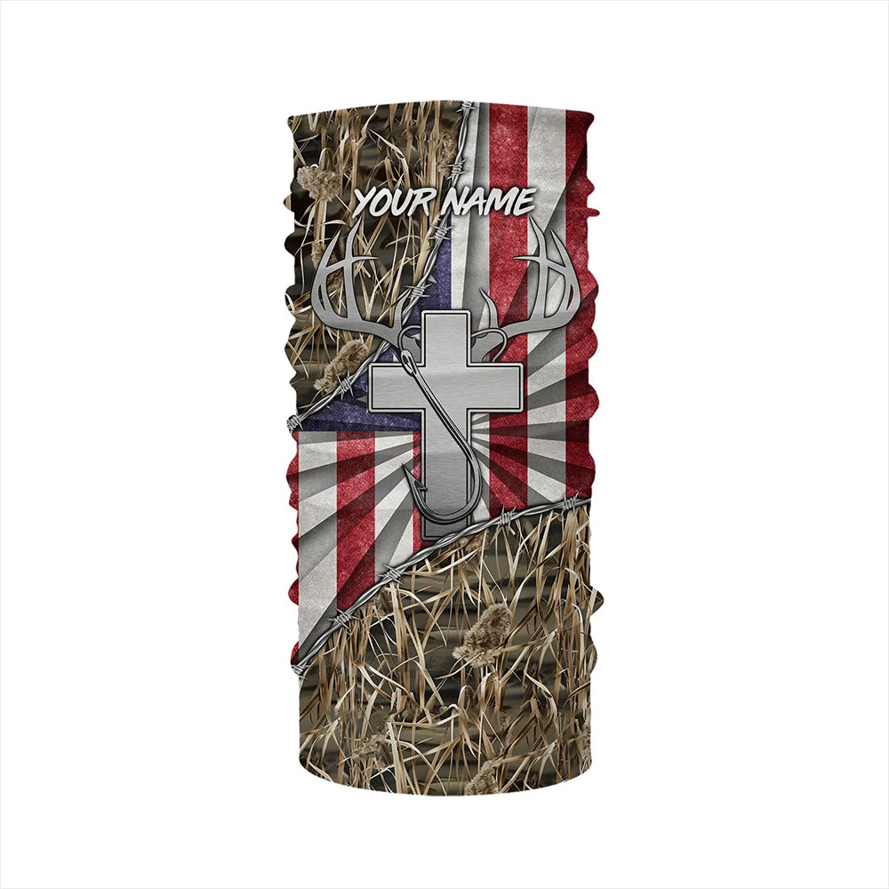 Fishing Hunting shirt Jesus lover American flag camo custom name 3D Shirts TTN29