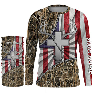 Fishing Hunting shirt Jesus lover American flag camo custom name 3D Shirts TTN29