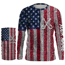 Load image into Gallery viewer, Fish On American Flag UV Protection Custom Long Sleeve Shirts Patriotic Fishing Jersey TTN127