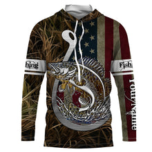 Load image into Gallery viewer, Walleye Fishing American Flag Custom Long Sleeve Shirts, Patriotic Fishing apparel TTN40