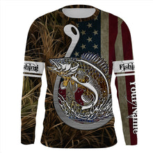 Load image into Gallery viewer, Walleye Fishing American Flag Custom Long Sleeve Shirts, Patriotic Fishing apparel TTN40