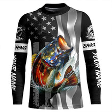 Load image into Gallery viewer, American Flag Bass Fishing Custom long sleeve Fishing Shirts for men, Bass Fishing jerseys TTV145