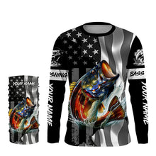 Load image into Gallery viewer, American Flag Bass Fishing Custom long sleeve Fishing Shirts for men, Bass Fishing jerseys TTV145