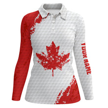 Load image into Gallery viewer, Womens golf polo shirts Red Canada flag maple leaf custom team golf shirts, Canadian patriot golf tops TTV119