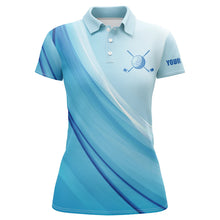 Load image into Gallery viewer, Womens golf polo shirts custom blue pattern sport golf attire for women TTV112