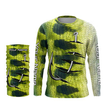 Load image into Gallery viewer, Bass Fish scale Fish hook Custom Long Sleeve Fishing Shirts UV Protection TTV88