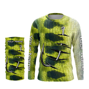 Bass Fish scale Fish hook Custom Long Sleeve Fishing Shirts UV Protection TTV88