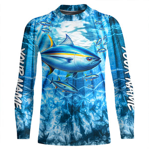 Tuna fishing custom blue sea wave ocean camo fishing tournament long sleeve fishing shirts TTV94