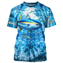 Load image into Gallery viewer, Tuna fishing custom blue sea wave ocean camo fishing tournament long sleeve fishing shirts TTV94