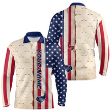 Load image into Gallery viewer, American Flag Vintage Golf Polo Shirts For Mens Custom Name, Patriotic Golf Gifts YYD0060