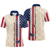 Load image into Gallery viewer, American Flag Vintage Golf Polo Shirts For Mens Custom Name, Patriotic Golf Gifts YYD0060
