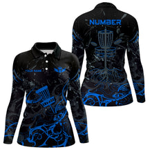 Load image into Gallery viewer, Colors Camo Black Womens Disc Golf Polo Shirt Custom Disc Golf Basket Tree Personalized Golf Gift TY2