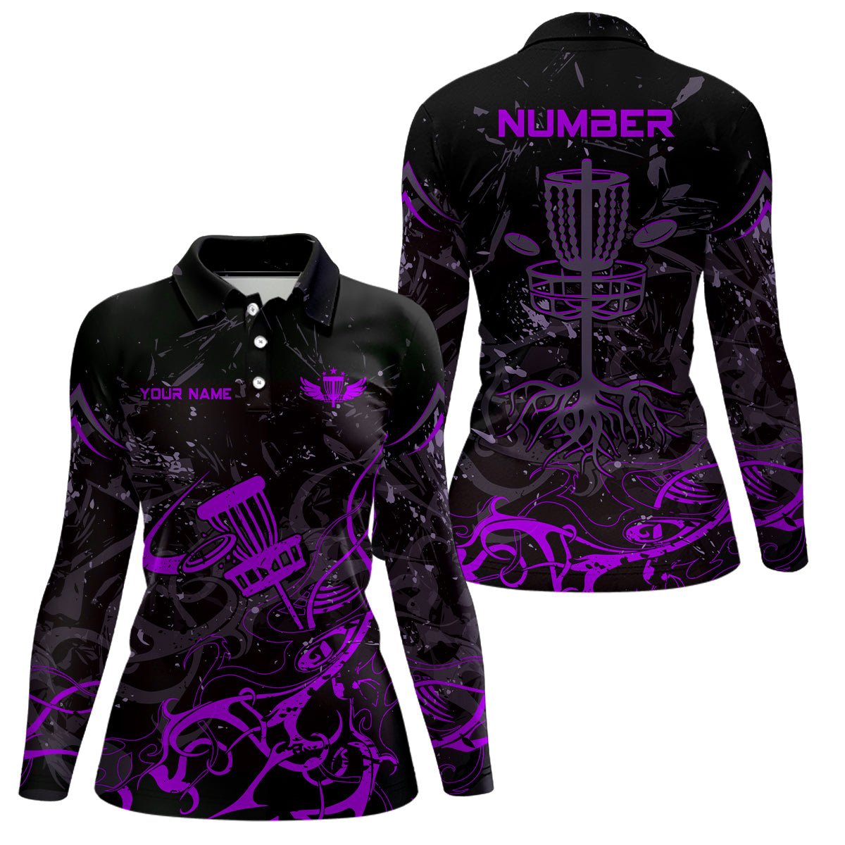 Colors Camo Black Womens Disc Golf Polo Shirt Custom Disc Golf Basket Tree Personalized Golf Gift TY2