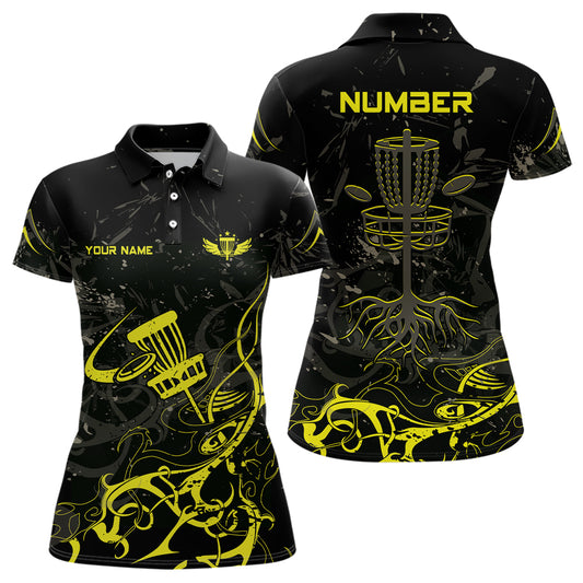 Colors Camo Black Womens Disc Golf Polo Shirt Custom Disc Golf Basket Tree Personalized Golf Gift TY2