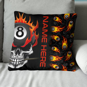 Skull Flame Billiard Custom Pillows, Billiard Patterns Throw Pillow YYD0011