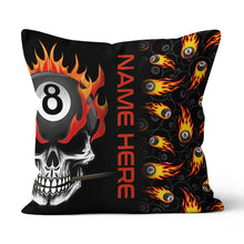 Load image into Gallery viewer, Skull Flame Billiard Custom Pillows, Billiard Patterns Throw Pillow YYD0011