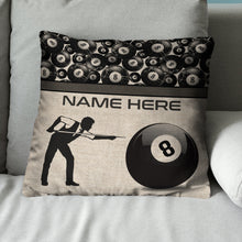Load image into Gallery viewer, Playing Vintage 8-Ball Billiards Custom Pillow YYD0008