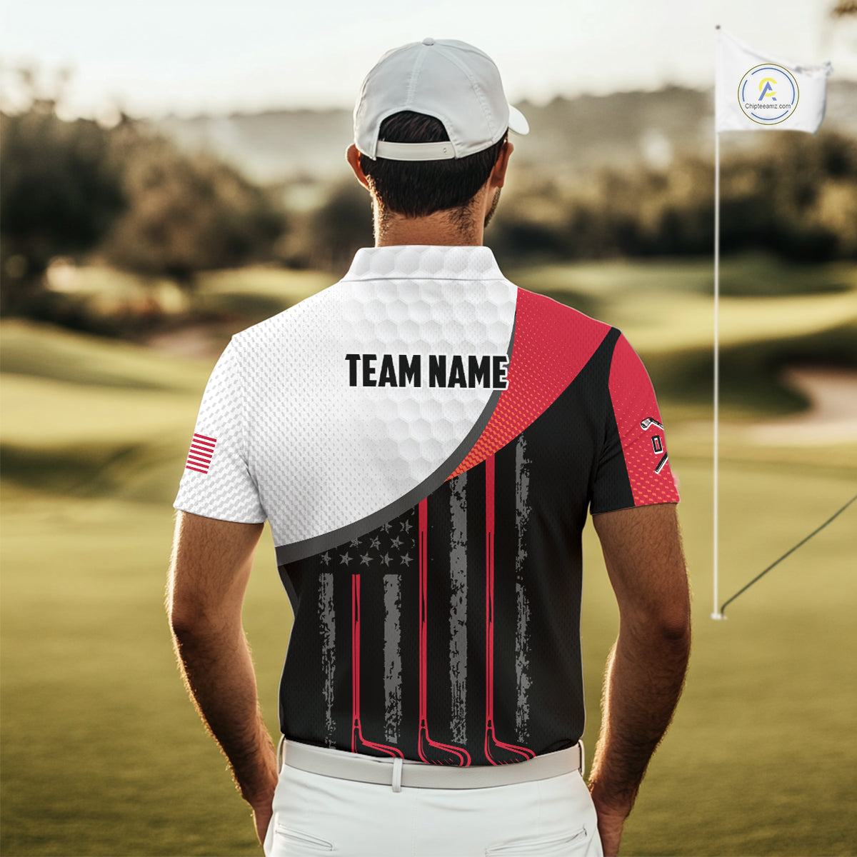 American Flag Golf Polo Shirts For Mens Custom Name, Patriotic Golf Gifts YYD0020