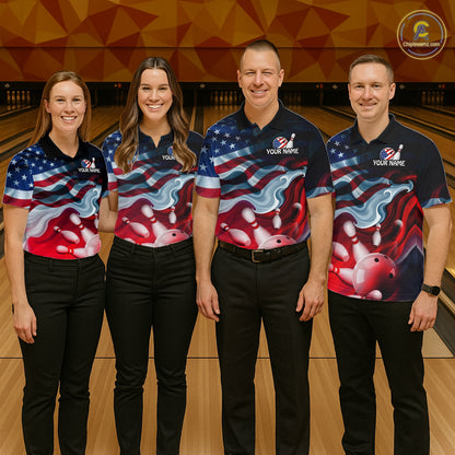 Personalized American Flag Bowling Shirt for Mens Custom Bowling Pattern Team Jersey Shirt YYD0021