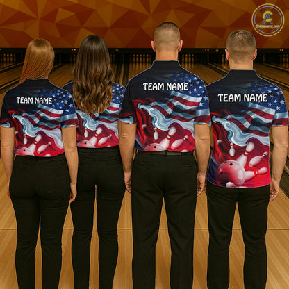 Personalized American Flag Bowling Shirt for Mens Custom Bowling Pattern Team Jersey Shirt YYD0021