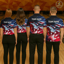 Load image into Gallery viewer, Personalized American Flag Bowling Shirt for Womens Custom Bowling Pattern Team Jersey Shirt YYD0021