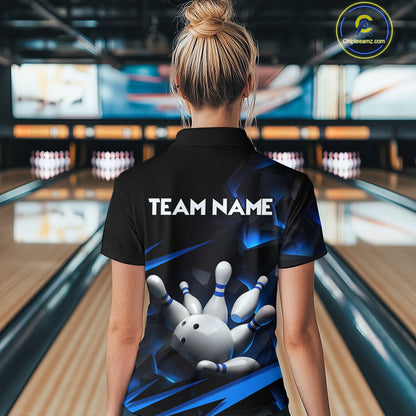 Personalized Bowling Abstract Design Quarter Zip Shirts For Women Custom Bowling Team Jersey 1/4 Zip Shirts YYD0022