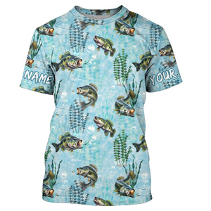 Largemouth Bass Fishing Algae Pattern Customize Shirts For Men And Women Personalized Fishing Gift YYD0025