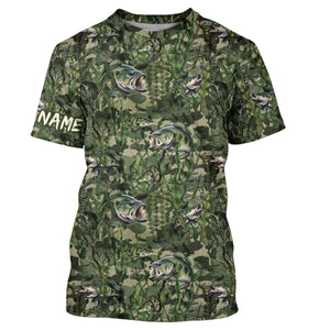 Largemouth Bass Fishing Camouflage Algae Pattern Customize Shirts For Men And Women Personalized Fishing Gift YYD0026