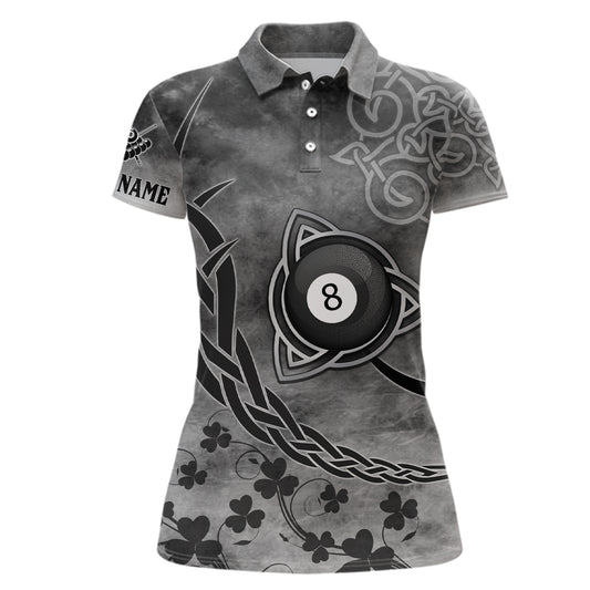 Billiard Celtic Irish Shamrock Polo Shirts For Women Custom Name Billiard Shirt Design YYD0027