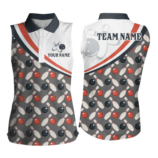 Personalized Bowling Sleeveless Shirt for Womens Custom Bowling Pattern Style Team Jersey Shirt YYD0029