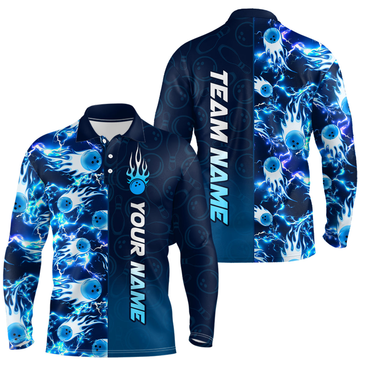 Bowling Shirt For Mens Custom Name Bowling Flame Lightning Team Jersey Shirt YYD0030