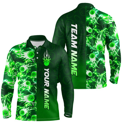 Bowling Shirt For Mens Custom Name Bowling Flame Lightning Team Jersey Shirt YYD0030