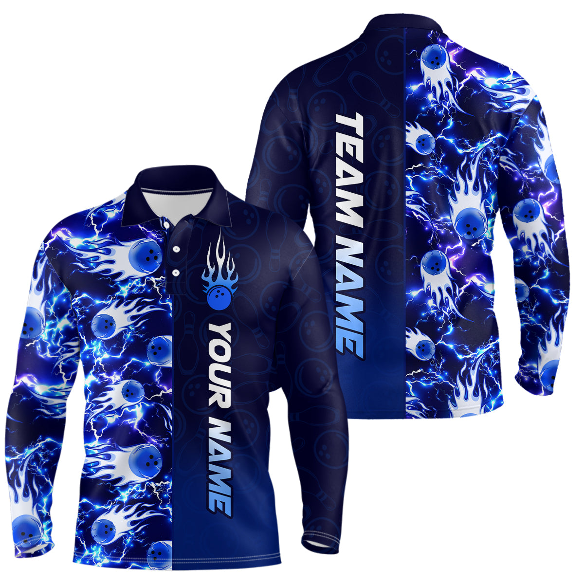 Bowling Shirt For Mens Custom Name Bowling Flame Lightning Team Jersey Shirt YYD0030