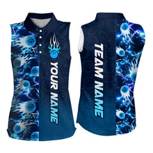 Load image into Gallery viewer, Bowling Sleeveless Shirt for Womens Custom Name Bowling Flame Lightning Team Jersey Shirt YYD0030