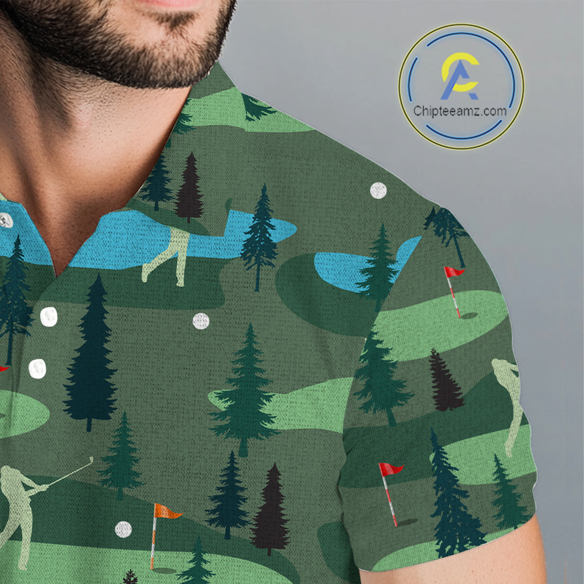 Golf Polo Shirts For Mens Custom Name, Golf Course Pattern Vintage Shirt Gifts YYD0031