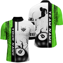 Load image into Gallery viewer, Ball 8 Grunge Ink Style Billiard Men Quarter-Zip Shirts Custom Name Billiard Shirt Colors YYD0069