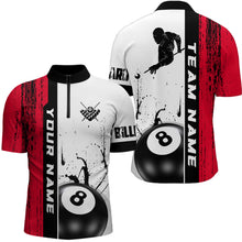 Load image into Gallery viewer, Ball 8 Grunge Ink Style Billiard Men Quarter-Zip Shirts Custom Name Billiard Shirt Colors YYD0069