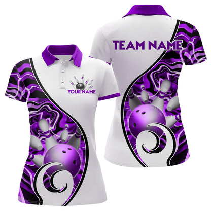 Custom Bowling Team Polo Shirts for Women - Personalized Abstract Bowling Jersey YYD0079