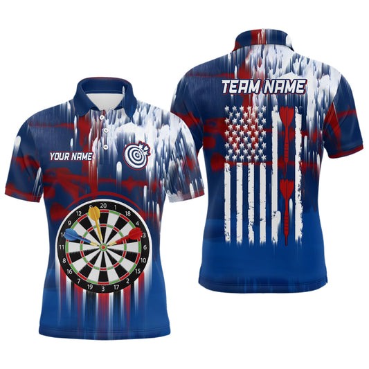 Dart American Blue Red Paint Mens Darts Polo Shirt Custom Darts Shirts For Men Dart Jersey YYD0038