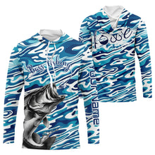 Load image into Gallery viewer, Bass Fishing Love Water Camouflage Customize Shirts For Men And Women Personalized Fishing Gift | Blue YYD0049