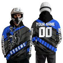 Load image into Gallery viewer, Personalized Blue Motocross Hoodie Dirt Bike Racing Hoodie for Adult Men Women MH155